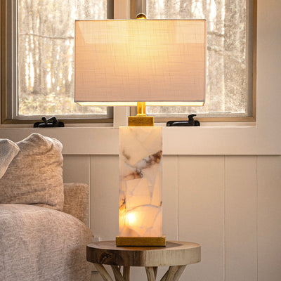 Eloise 27.5 Alabaster LED Table Lamp, White/Gold Leaf by JONATHAN Y