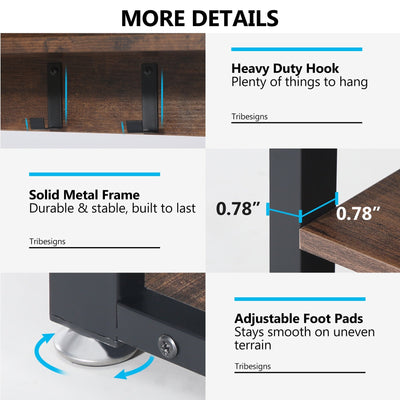Entryway Coat Rack Shoe Bench Set, Industrial Hall Tree Coat Shoe Rack