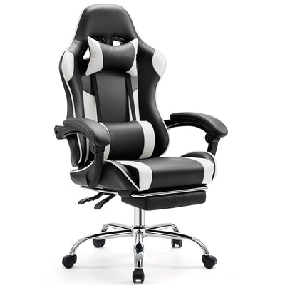 Ergonomic PU Leather 360° Swivel Gaming Recliner with Footrest, Headrest, Lumbar Support, Adjustable Height