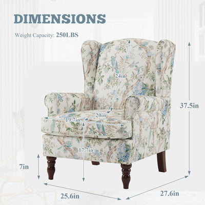 Erommy Modern Accent Chair, High Back Armchair, Upholstered Fabric Button Single Sofa with Wooden Legs for Living Room