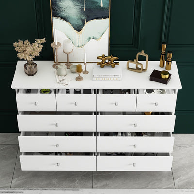 10 Drawer Double Dresser for Bedroom White Dresser Wide Storage