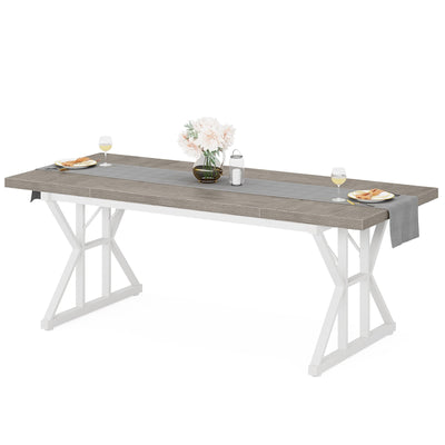 Farmhouse Dining Table for 6 People, 70.8-Inch Rectangular Wood Kitchen Table
