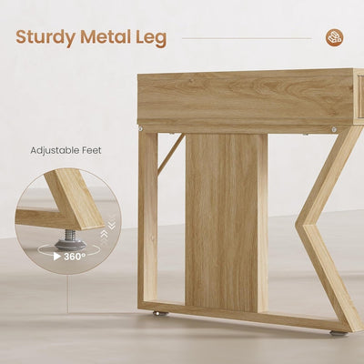 Farmhouse Executive Desk Home Office Desk File Drawer Monitor Stand Power Outlet