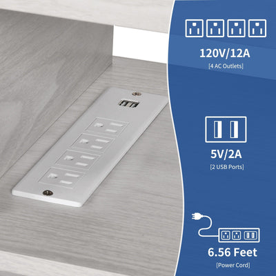 Farmhouse TV Stand for up to 65 TV with Doors and Open Shelves Media Console Power Outlet