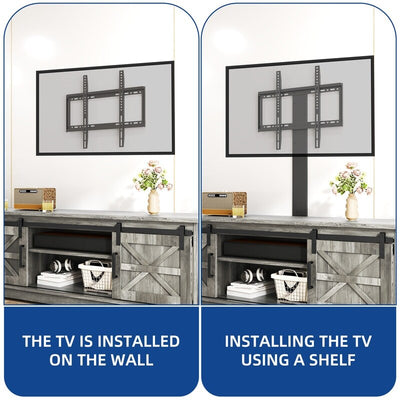 Farmhouse TV Stand for up to 65 TV with Doors and Open Shelves Media Console Power Outlet