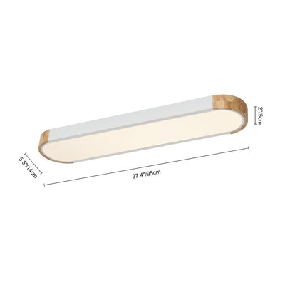Farmhouse Wood Long Oval Dimmable LED Flush Mount - 37 3000k/6000k