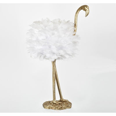 Flamingo Table Lamp - White and Gold - 30.5 H - 30H x 19W x 14D