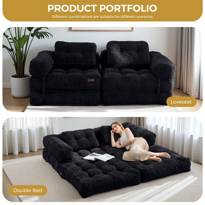 Foldable Sofa Bed,L-Shaped Floor Sofa Couch