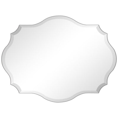 Frameless Beveled Oblong Elegant Scalloped Wall Mirror