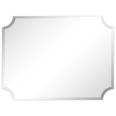 Frameless Rectangle Scalloped Beveled Wall Mirror, Bathroom, Vanity, Bedroom Mirror,1-beveled Edge - Clear