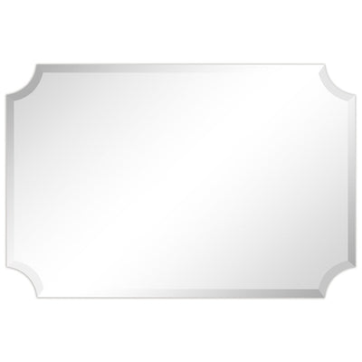 Frameless Rectangle Scalloped Beveled Wall Mirror, Bathroom, Vanity, Bedroom Mirror,1-beveled Edge - Clear