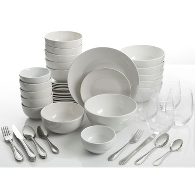 Gibson Home All U Need 60 Piece Plates, Bowls, Glassware, Forks, Spoons, and Knives (Service for 6) Dinnerware Set