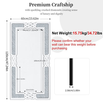 Glam Crystal Accent Diamond Art Wall Mirror