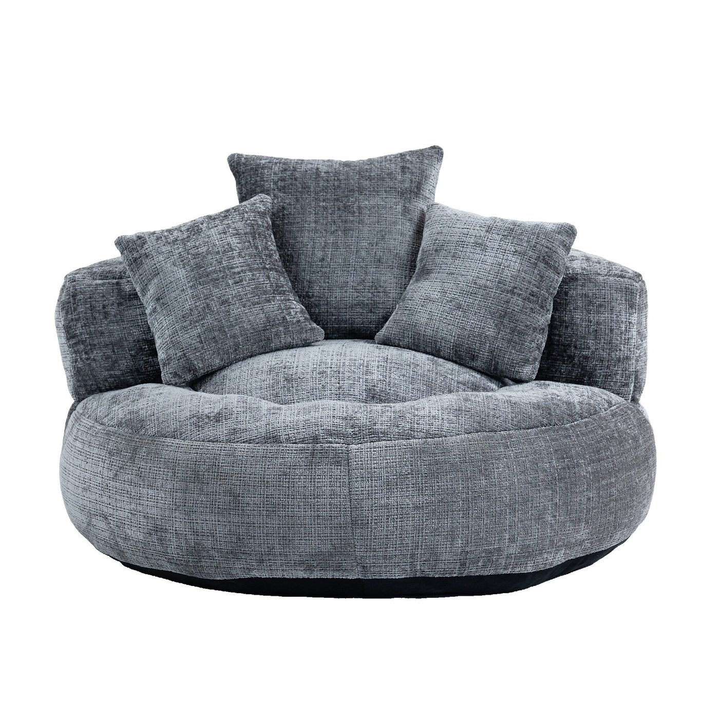 Gray Oversized 42.52 Chenille Lazy Bean Bag Single Sofa with Three Pillows for Bedroom