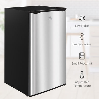 HOMCOM 3.2 Cu.Ft Mini Fridge with Freezer, Single Door Compact Refrigerator with Adjustable Thermostat
