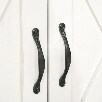 HOMCOM 32 Farmhouse Barn Door Style Sideboard Cabinet,Buffet Storage Cabinet Coffee Bar for Living Room or Entryway