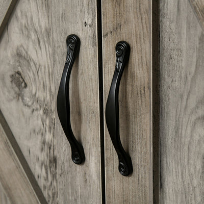 HOMCOM 32 Farmhouse Barn Door Style Sideboard Cabinet,Buffet Storage Cabinet Coffee Bar for Living Room or Entryway