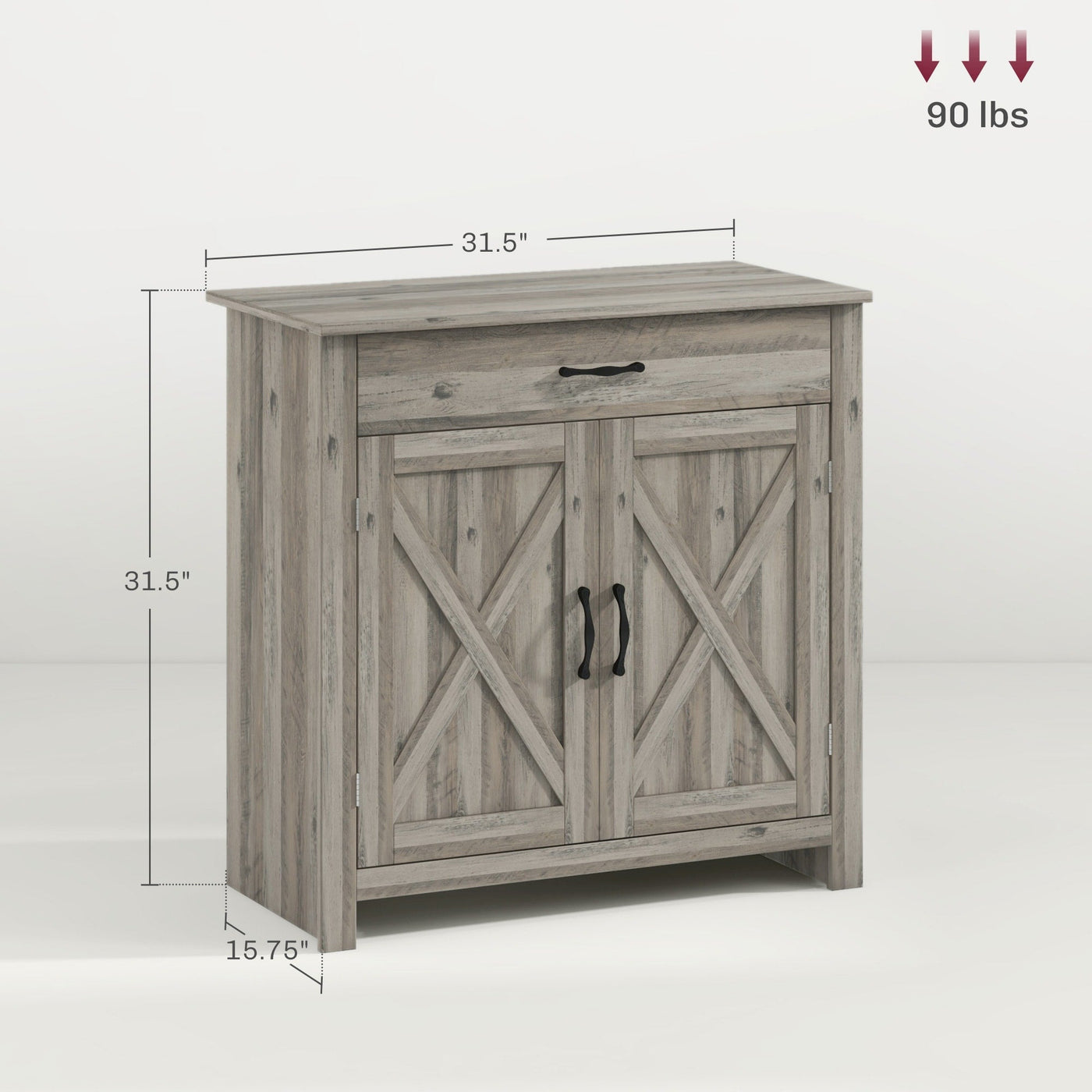 HOMCOM 32 Farmhouse Barn Door Style Sideboard Cabinet,Buffet Storage Cabinet Coffee Bar for Living Room or Entryway