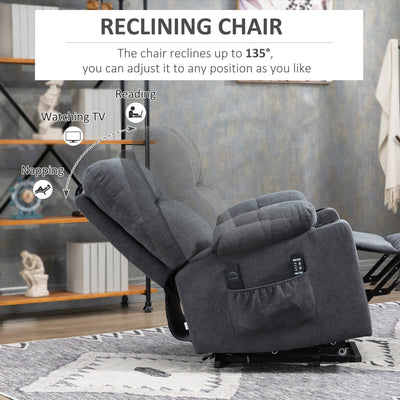 HOMCOM Electric Power Lift Chair Recliners for Elderly, Oversized Living Room Recliner Chair with Remote Control