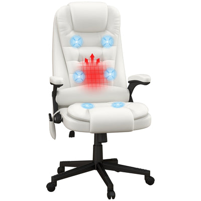 HOMCOM High Back Vibration Massage Office Chair with 6 Vibration Points, Beige