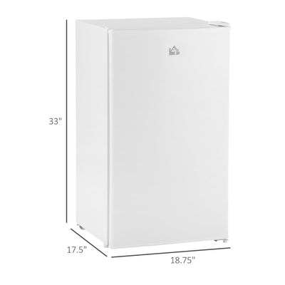 HOMCOM 3.2 Cu.Ft Mini Fridge with Freezer, Single Door Compact Refrigerator with Adjustable Thermostat for Bedroom