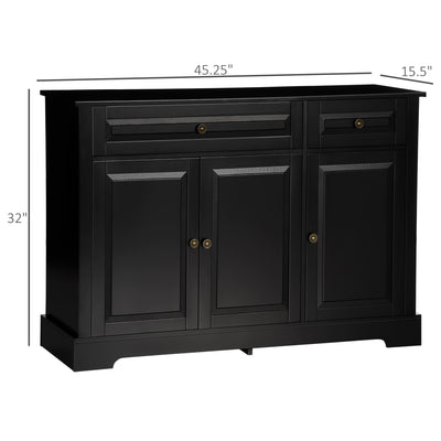 HOMCOM Modern Sideboard Buffet Cabinet with Storage Cupboards, 2 Drawers and Adjustable Shelves, Black