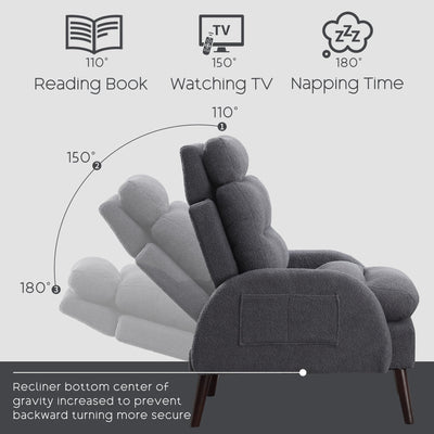 HOMYKA Accent Lounge Chair with Adjustable Backrest Storage Ottoman