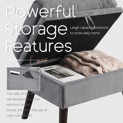 HOMYKA Accent Lounge Chair with Adjustable Backrest Storage Ottoman