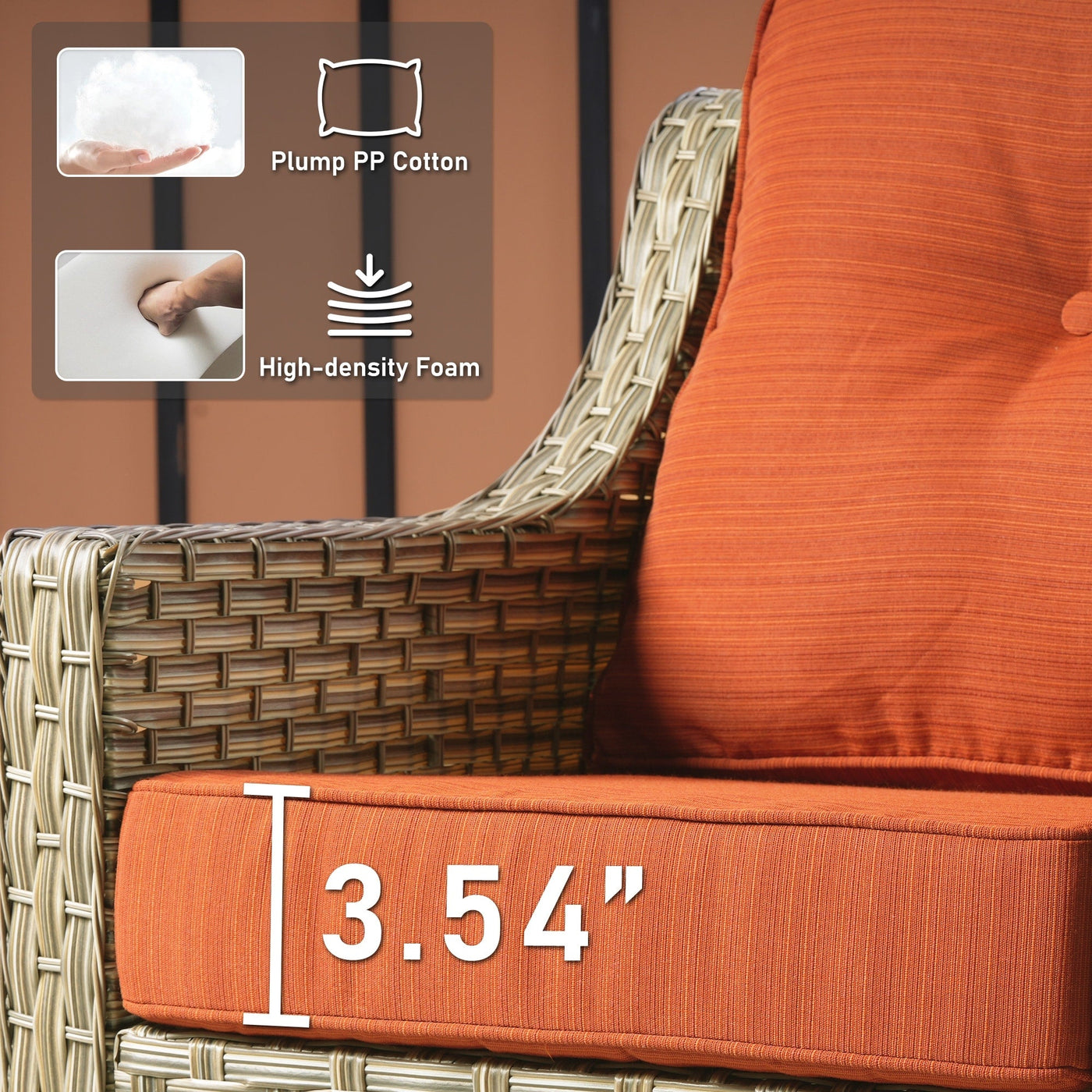 HOOOWOOO 2-piece High Back Wicker Rattan Outdoor Patio Chair Set