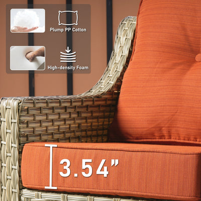 HOOOWOOO 2-piece High Back Wicker Rattan Outdoor Patio Chair Set