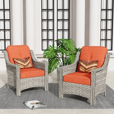HOOOWOOO 2-piece High Back Wicker Rattan Outdoor Patio Chair Set