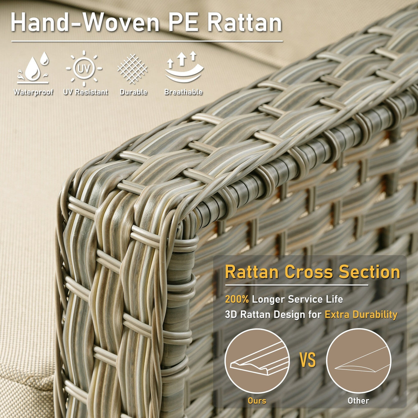 HOOOWOOO 2-piece High Back Wicker Rattan Outdoor Patio Chair Set