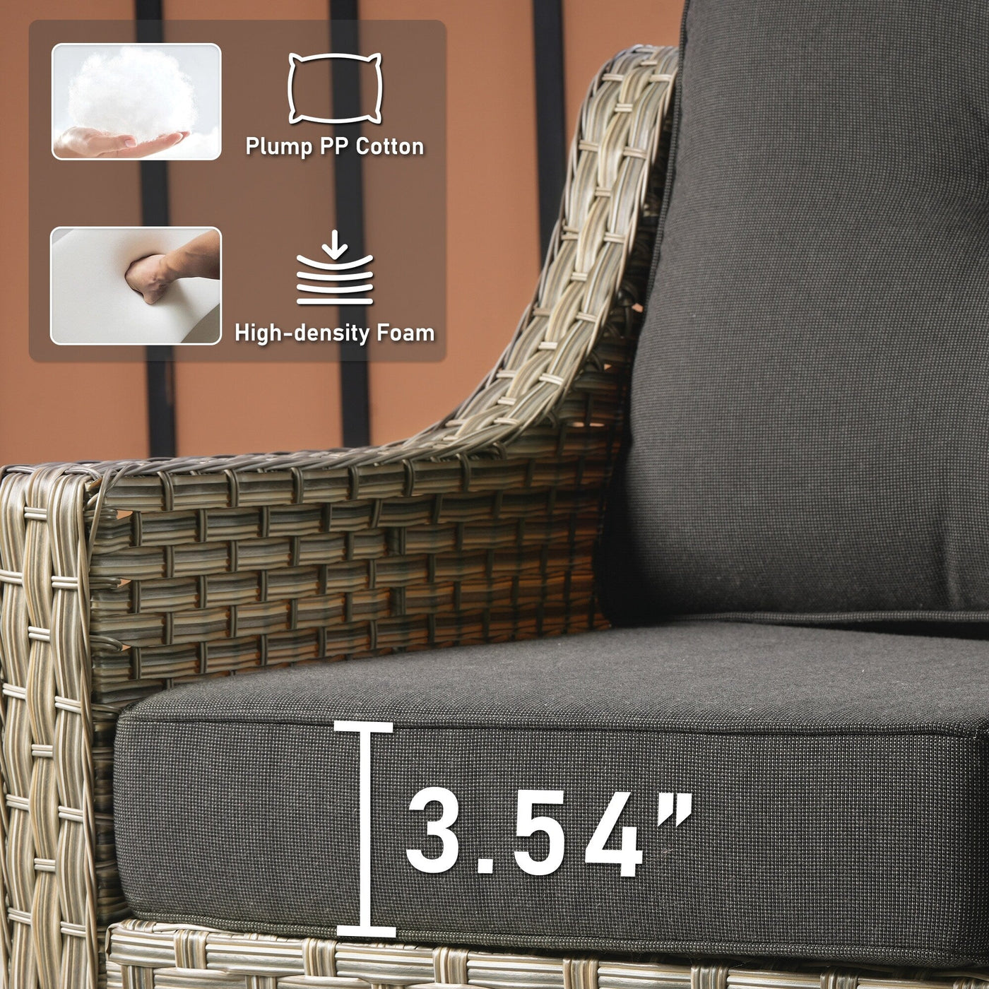 HOOOWOOO 2-piece High Back Wicker Rattan Outdoor Patio Chair Set