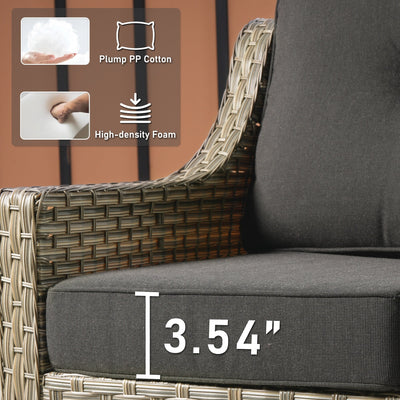 HOOOWOOO 2-piece High Back Wicker Rattan Outdoor Patio Chair Set