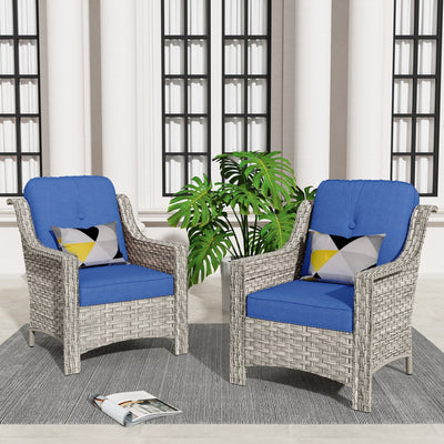 HOOOWOOO 2-piece High Back Wicker Rattan Outdoor Patio Chair Set