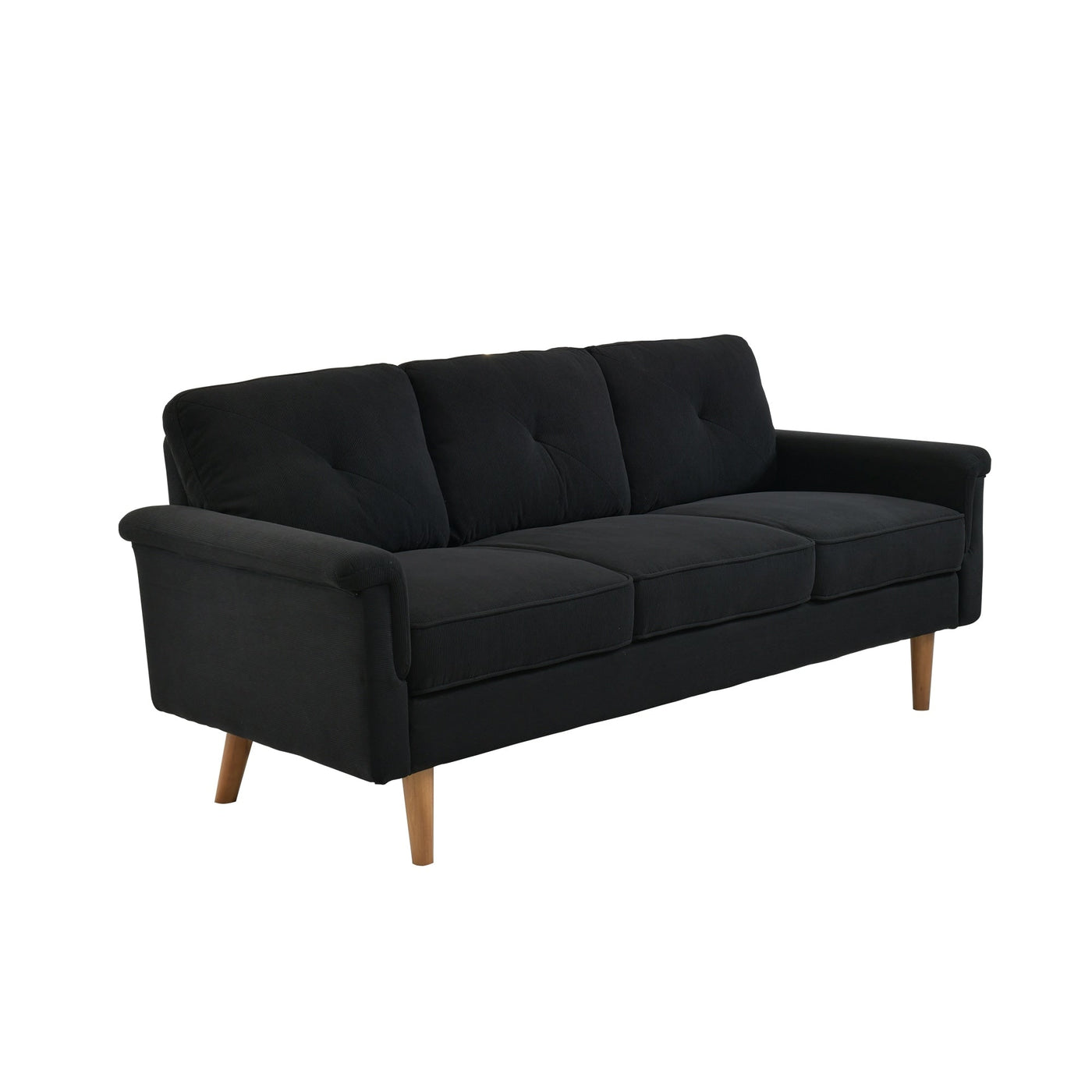 HOOOWOOO Mid-Century 3-Seat Upholstered Sofa with Wood Legs for Living Room