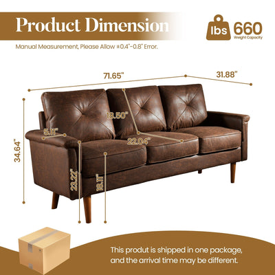 HOOOWOOO Mid-Century 3-Seat Upholstered Sofa with Wood Legs for Living Room