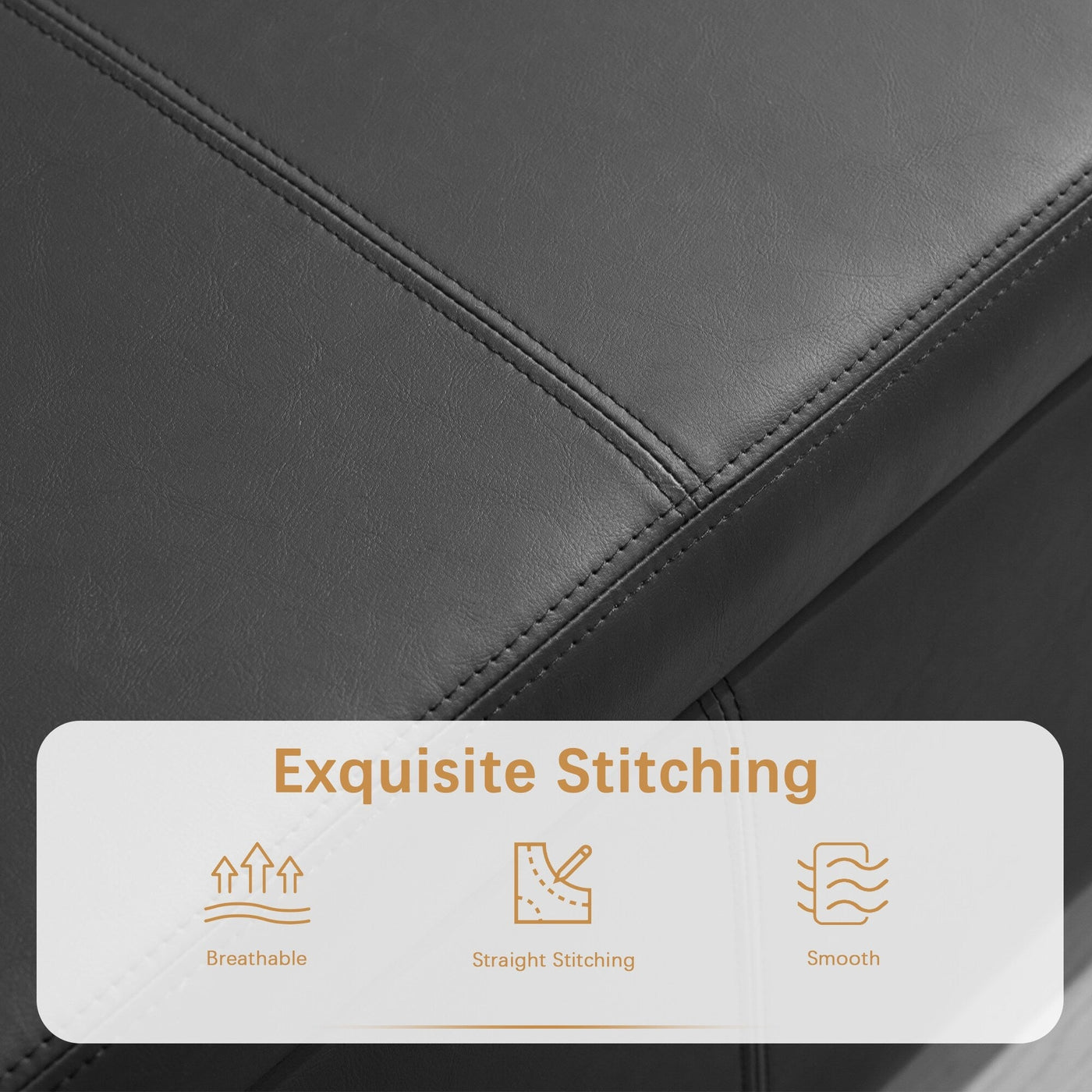 50.3 x 17.50 x 18 Upholstered Rectangular Storage Ottoman-Faux Leather