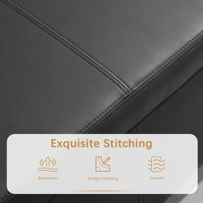 50.3 x 17.50 x 18 Upholstered Rectangular Storage Ottoman-Faux Leather