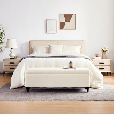 50.3 x 17.50 x 18 Upholstered Rectangular Storage Ottoman-Faux Leather