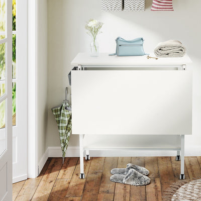 Height Adjustable Craft Table with Storage Shelves, Mobile Folding Cutting Table for Home Office Sewing Room Craft Room