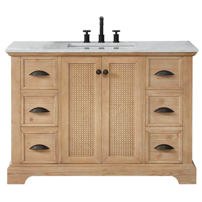 Hervas Bath Vanity with Natural Marble Top without Mirror