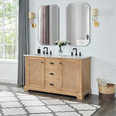 Hervas Bath Vanity with Natural Marble Top without Mirror