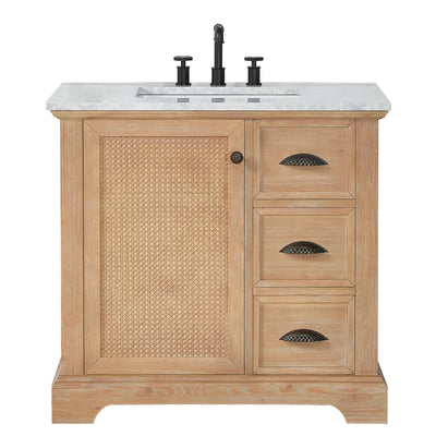 Hervas Bath Vanity with Natural Marble Top without Mirror