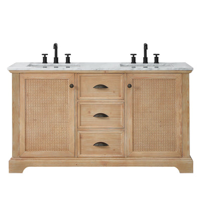 Hervas Bath Vanity with Natural Marble Top without Mirror