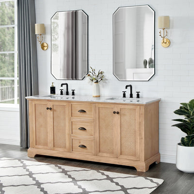 Hervas Bath Vanity with Natural Marble Top without Mirror