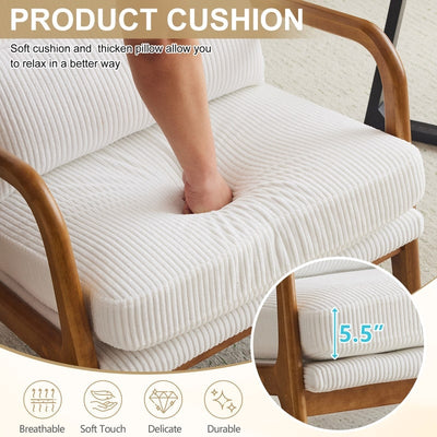 High Back Solid Wood Armrest Backrest Leisure Chair Accent Chair