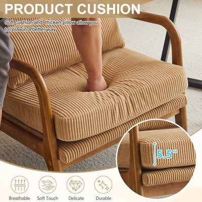 High Back Solid Wood Armrest Backrest Leisure Chair Accent Chair