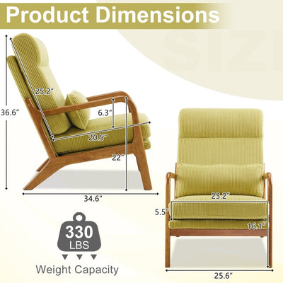 High Back Solid Wood Armrest Backrest Leisure Chair Accent Chair