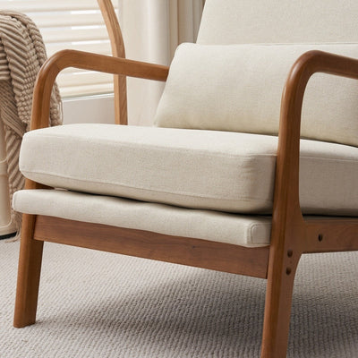 High Back Solid Wood Armrest Backrest Leisure Chair Accent Chair